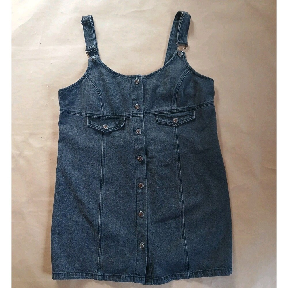 Forever 21 Overalls Mini Dress Womens 3XL Gray Black Denim Streetwear Aesthetic